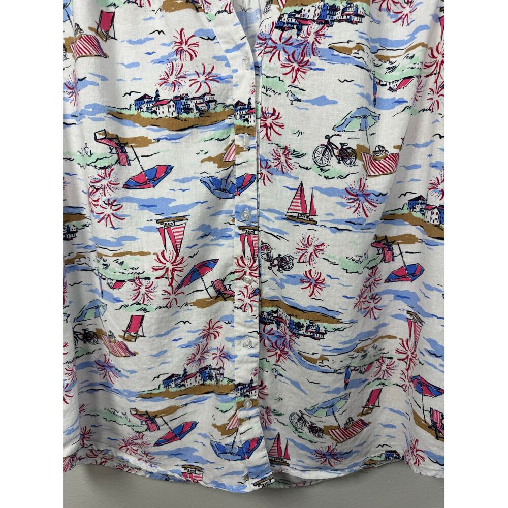 Kim Rogers Women's Tank Large Linen Sleeveless Beach Print Travel Vacation - Picture 6 of 10